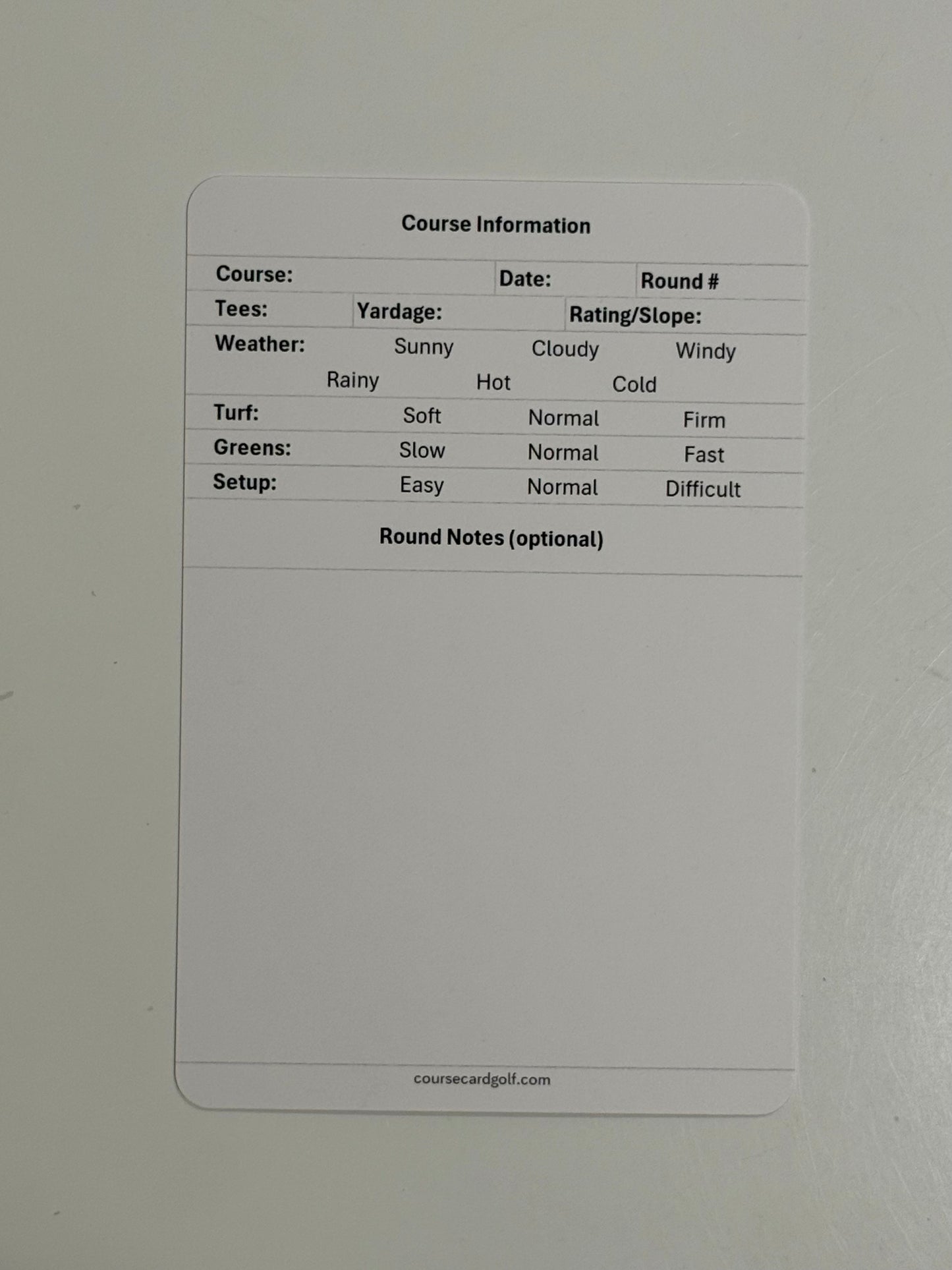 Course Card Pack